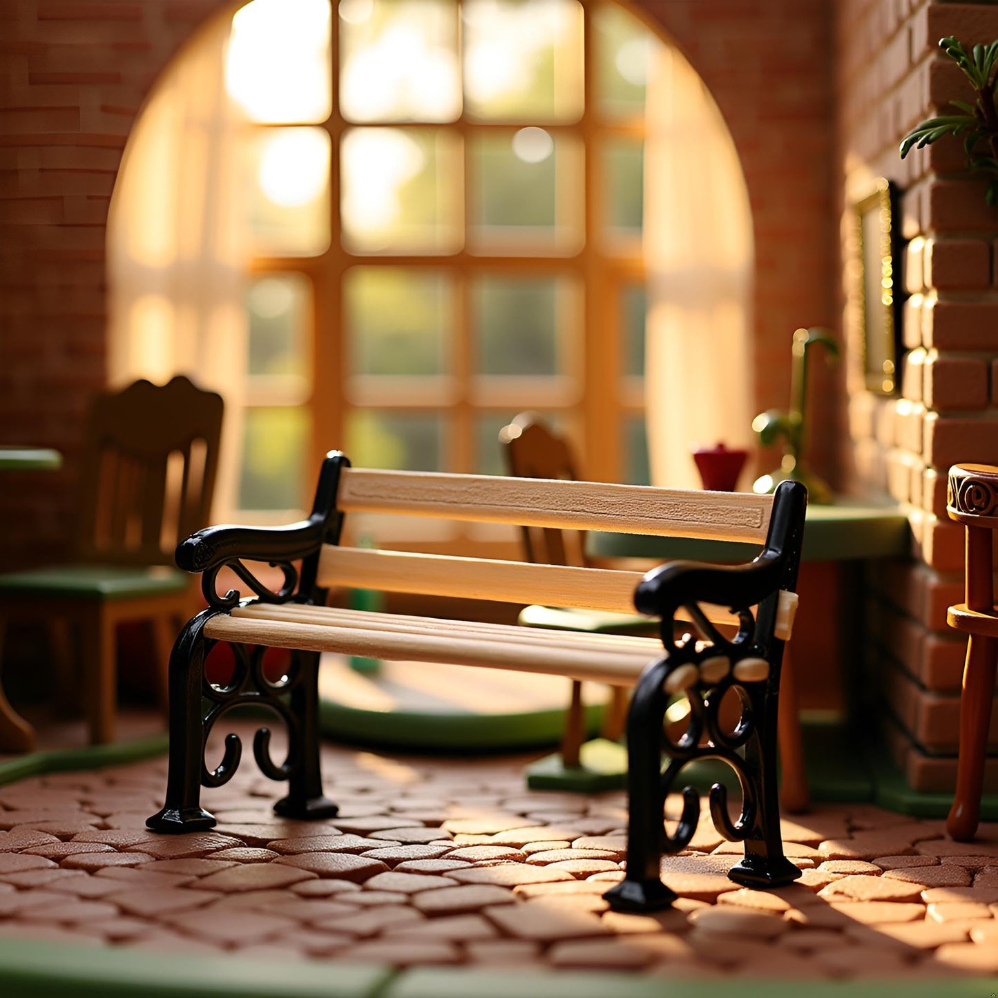 2Pcs Black 1/24 Miniature Park Bench Dollhouse Decoration Accessories Miniature Dollhouse Miniature Park Bench Scale Accessories(1.9x0.9x1.3 inch)