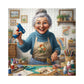 Larkipuzz Funny Grandma Puzzles for Adults 1000 Pieces, Pretty Art Old Women Jigsaw Puzzles, Vintage Cozy Craft Room Painting Puzzle