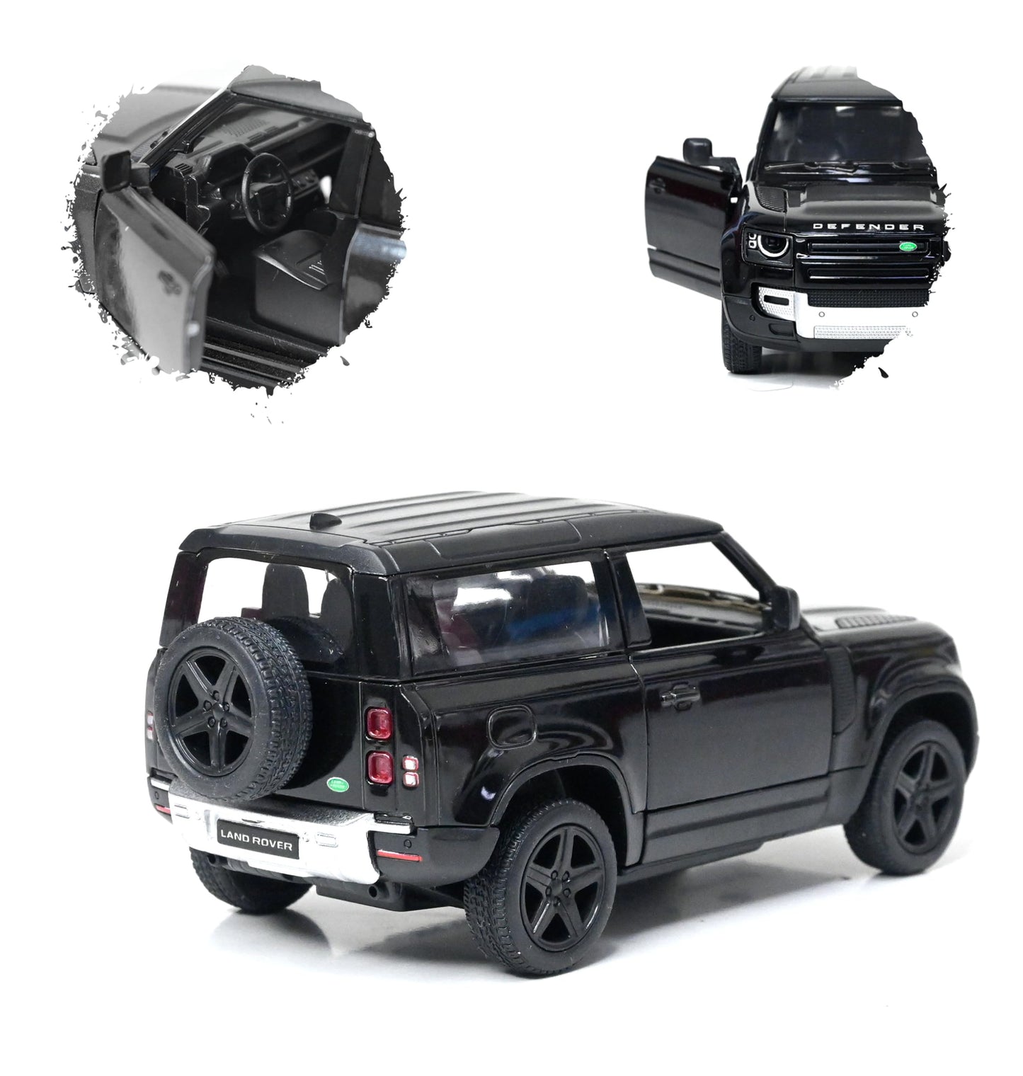 KiNSMART - Land Rover Defender 90 1:36 Scale 5" Die Cast Metal Model Toy SUV (Jet Black)