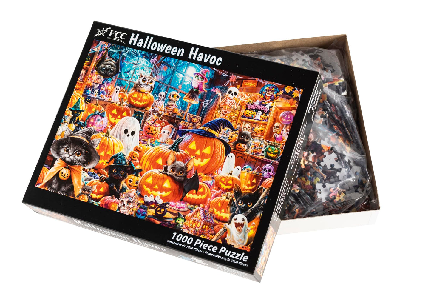Halloween Havoc Jigsaw Puzzle 1000 Piece by Vermont Christmas Company - Halloween Puzzles with Randomly Shaped Pieces - 26 5/8" x 19 1/4"