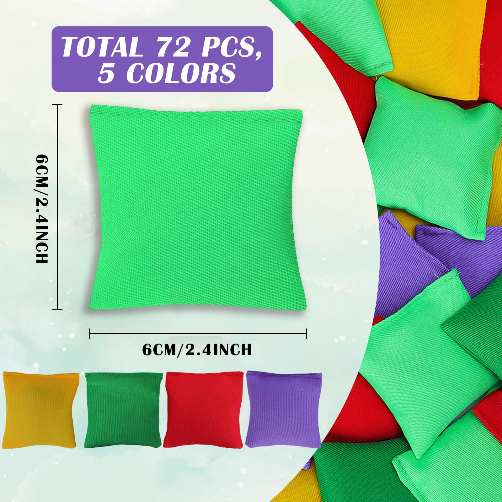 Cptoion 72 Pieces Mini Bean Bags, Colorful, Nylon