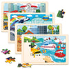 Wooden Puzzles for Kids Ages 3-5, 4 Packs Puzzles for Kids Ages 4-6,Vehicle