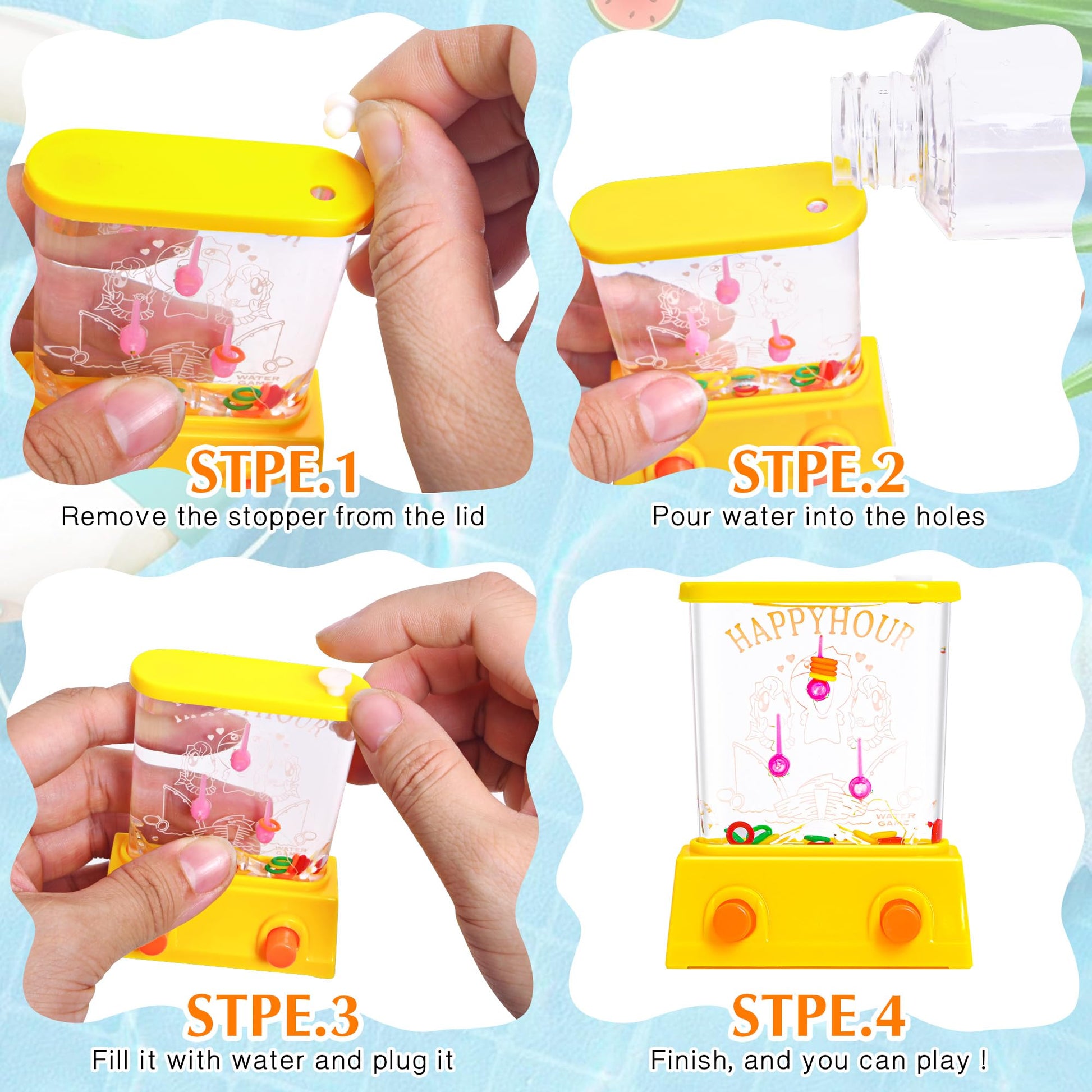 Handheld Water Toy Mini Games with Relive Your Childhood with - Nostalgic Fun in a Compact Size (4 PCS Handheld Toy Edition)