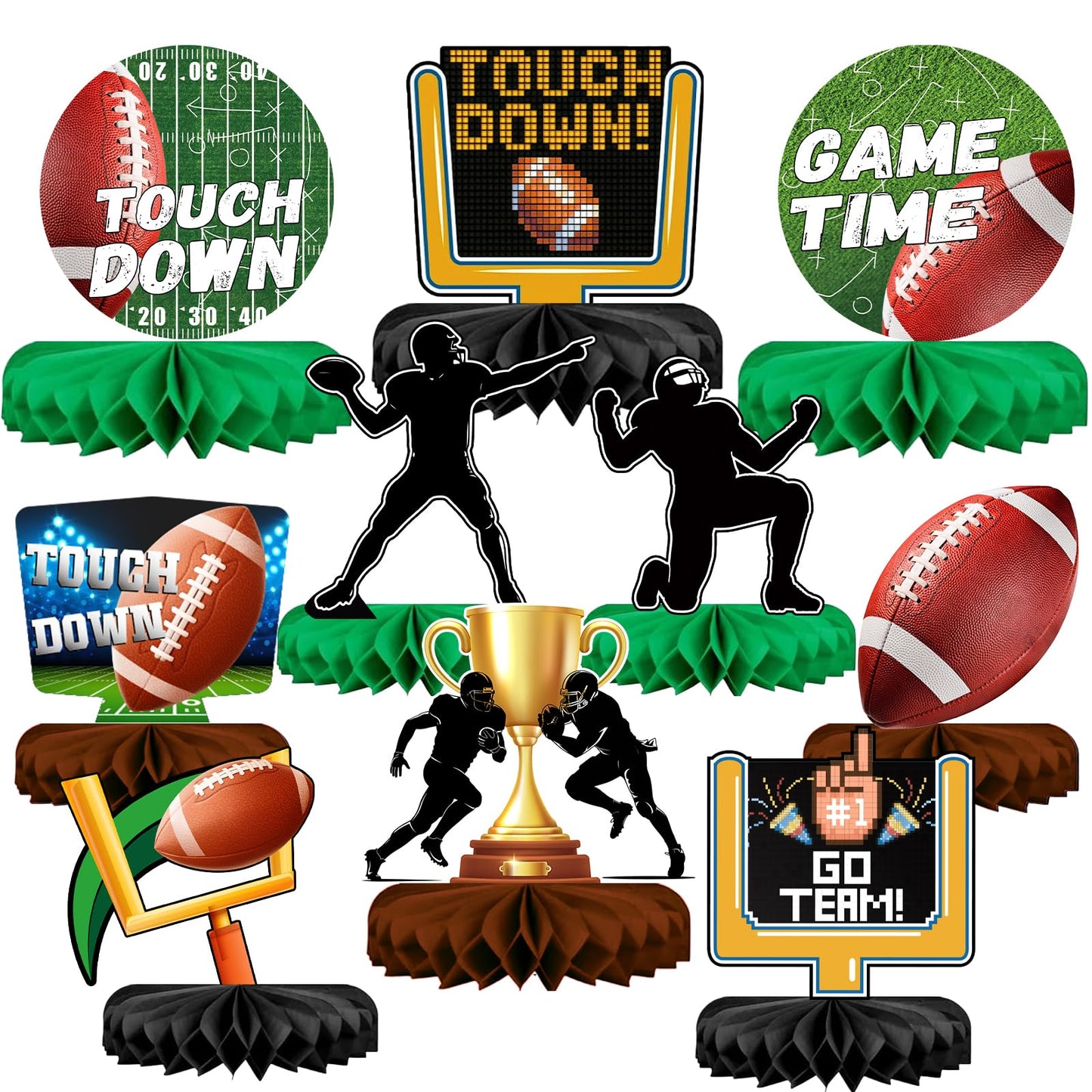 Football Party Table Decorations | Football Birthday Honeycomb Centerpieces Table Toppers | Game Day Party Table Decor Centerpiece Ornaments Supplies