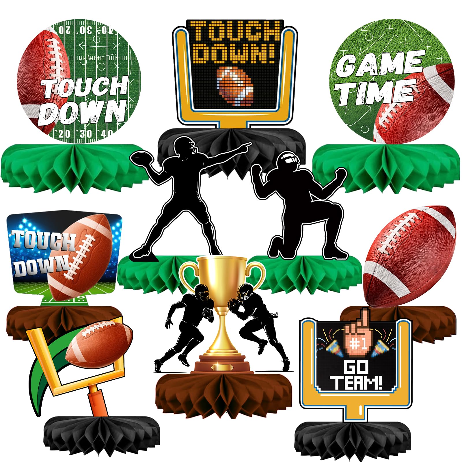 Football Party Table Decorations | Football Birthday Honeycomb Centerpieces Table Toppers | Game Day Party Table Decor Centerpiece Ornaments Supplies