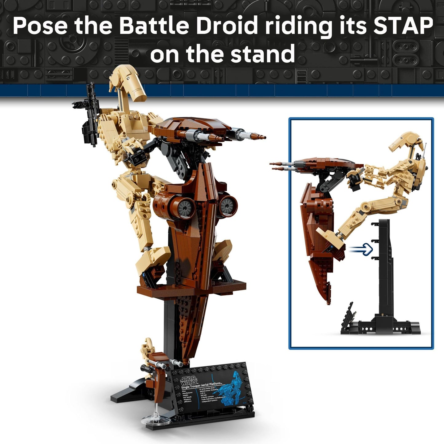 LEGO Star Wars: The Phantom Menace Battle Droid with STAP - Building & Learning Toy for Boys & Girls, Ages 12+ - Star Wars Toy & Model Kit - Gift Idea