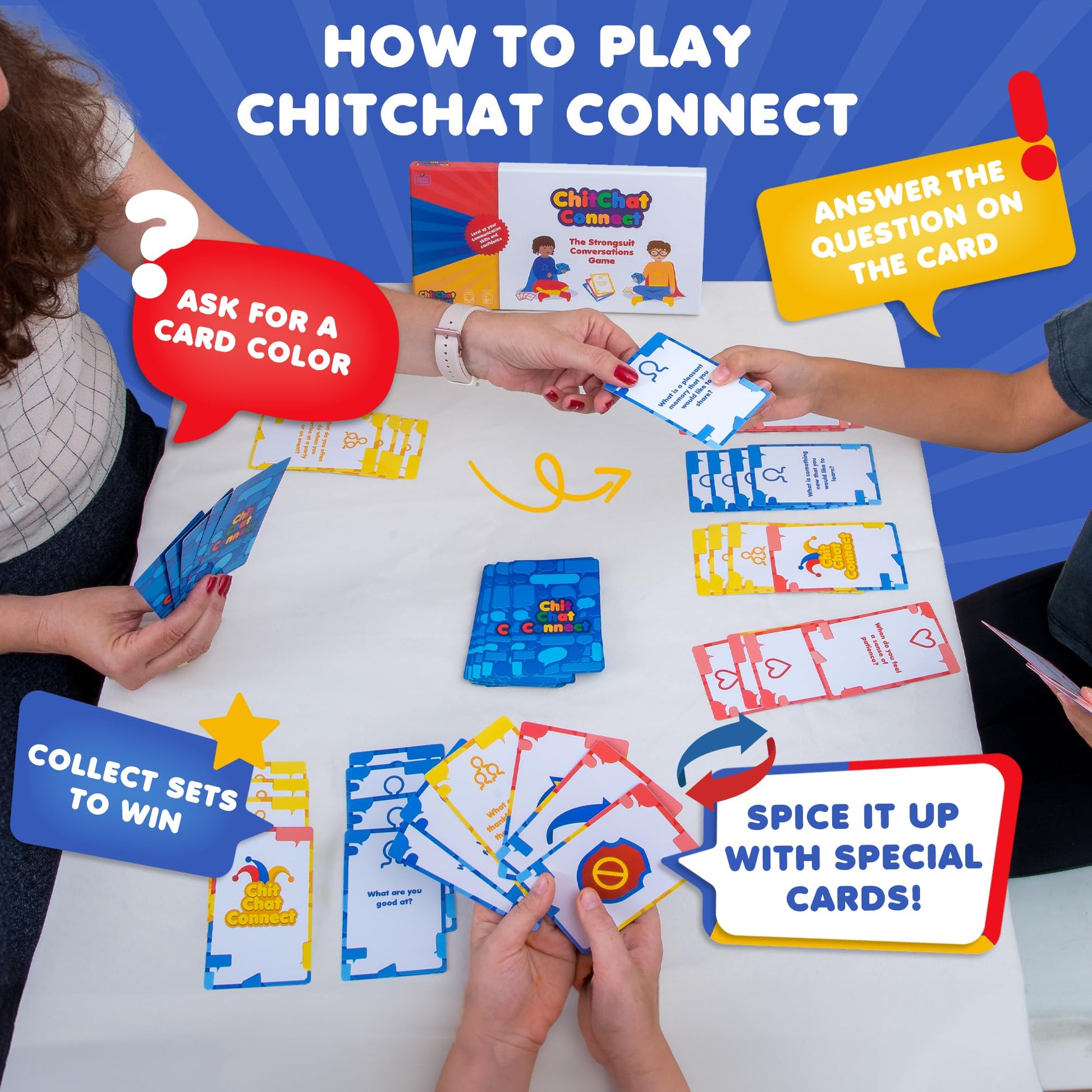 Chitchat Connect Conversation Game | Break the Ice Game for Therapy & Play | Counseling Office Must-Have | Ideal for Therapists & Parents | Build