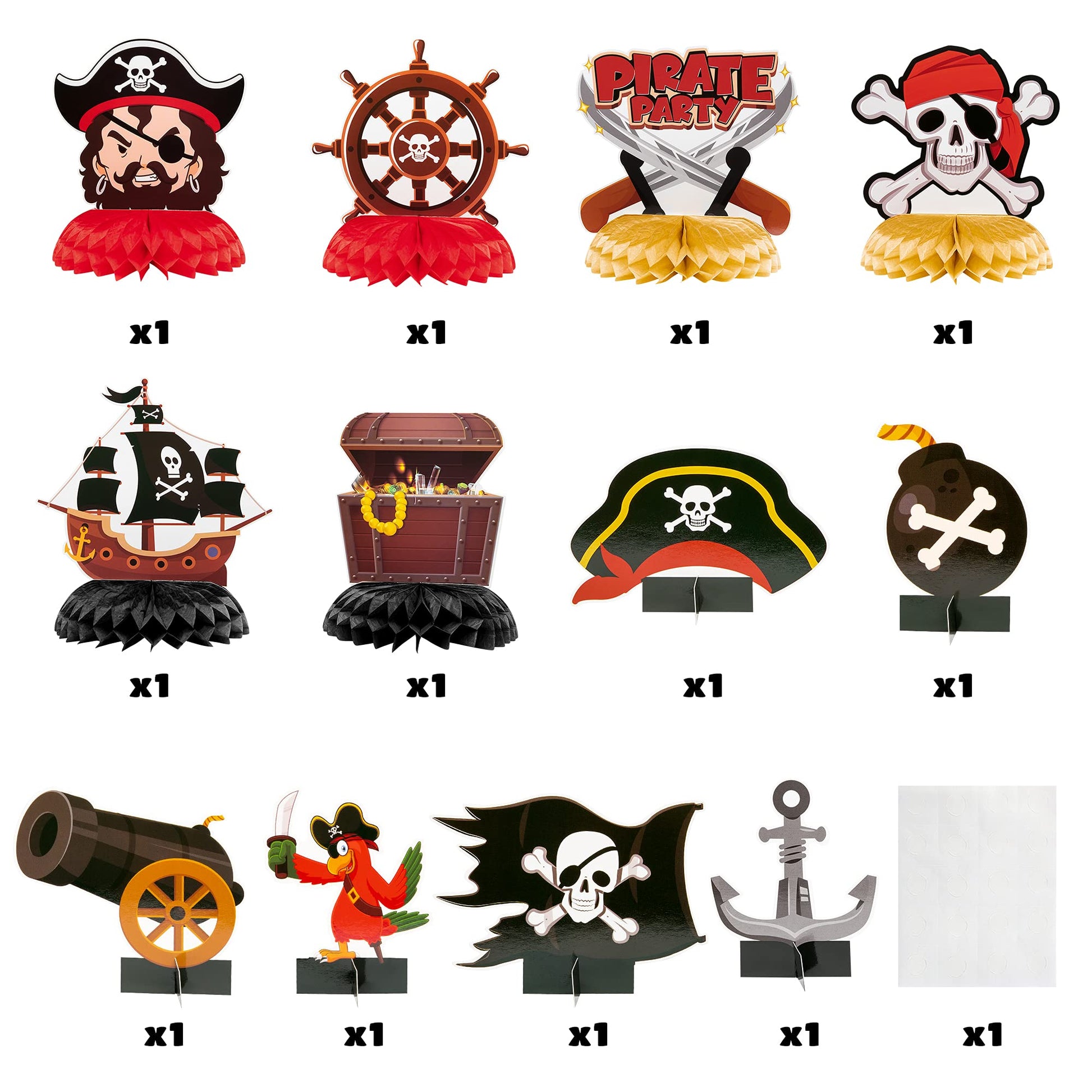 Haooryx Pirate Honeycomb Table Centerpieces -12Pcs Pirate Party Table Decoration Honeycomb Ball Kids' Birthday Nautical Party Decoration Newborn Baby