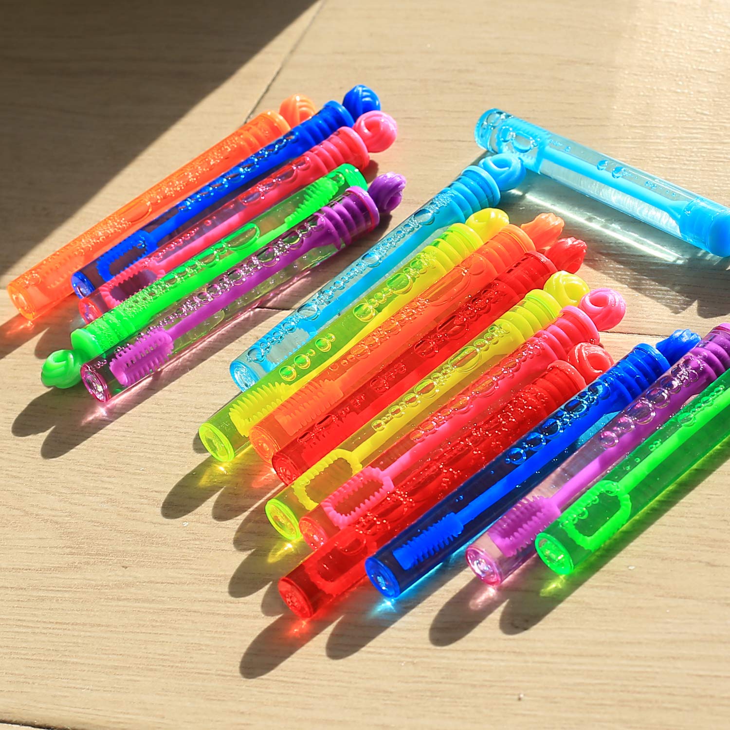 64 Pack Mini Bubble Wands Party Favors, Neon Bulk Birthday Treats for Kids