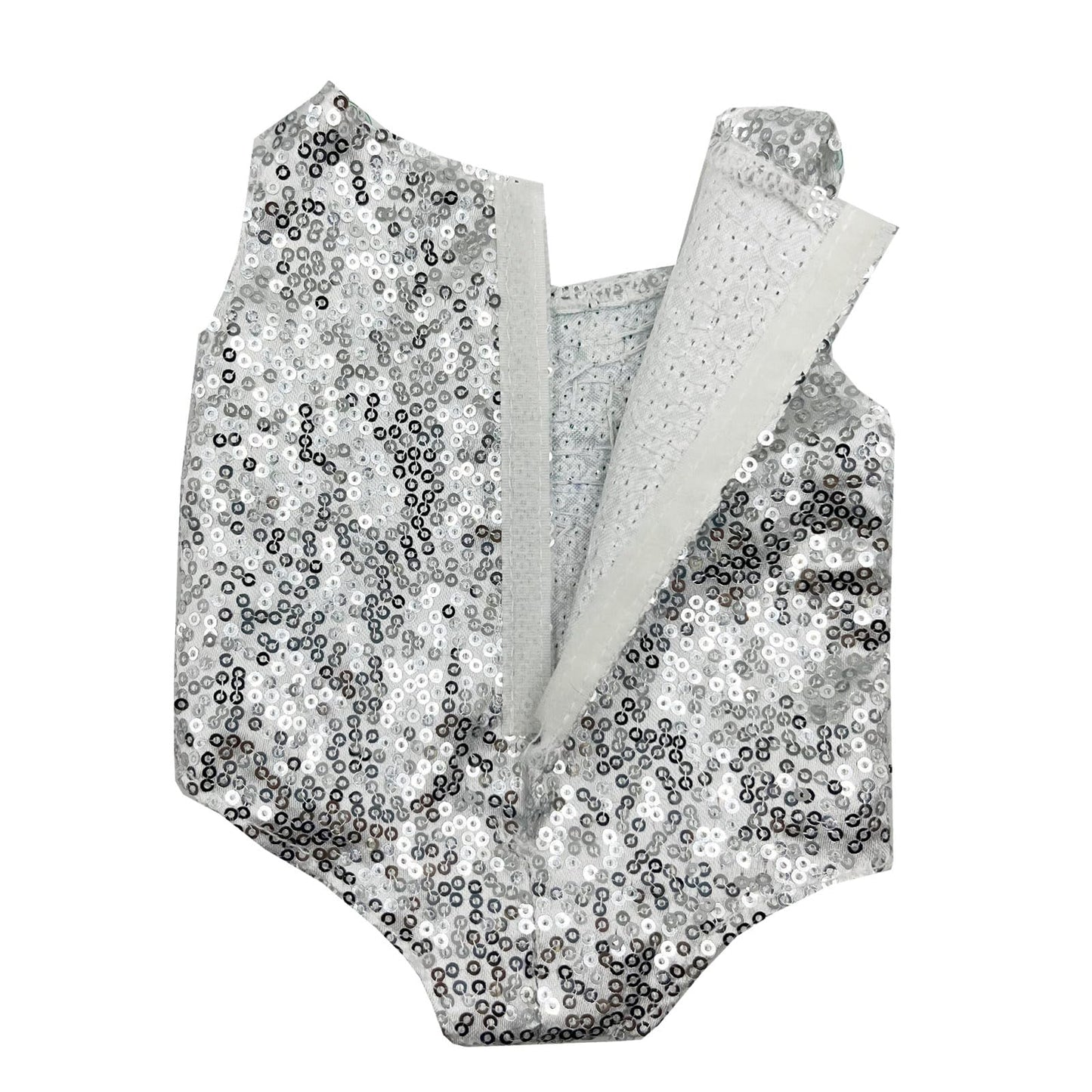 Luxurious Hand-Beaded Sequin Outfit with Silver Boots for 18 Inches American Doll (Large for 18" American Doll)