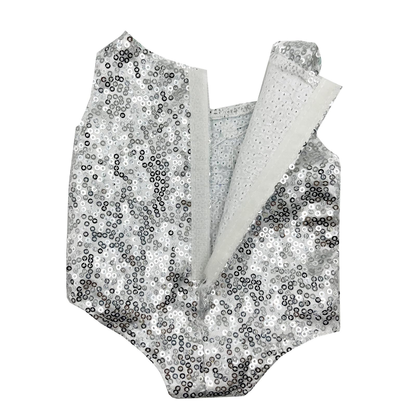 Luxurious Hand-Beaded Sequin Outfit with Silver Boots for 18 Inches American Doll (Large for 18" American Doll)
