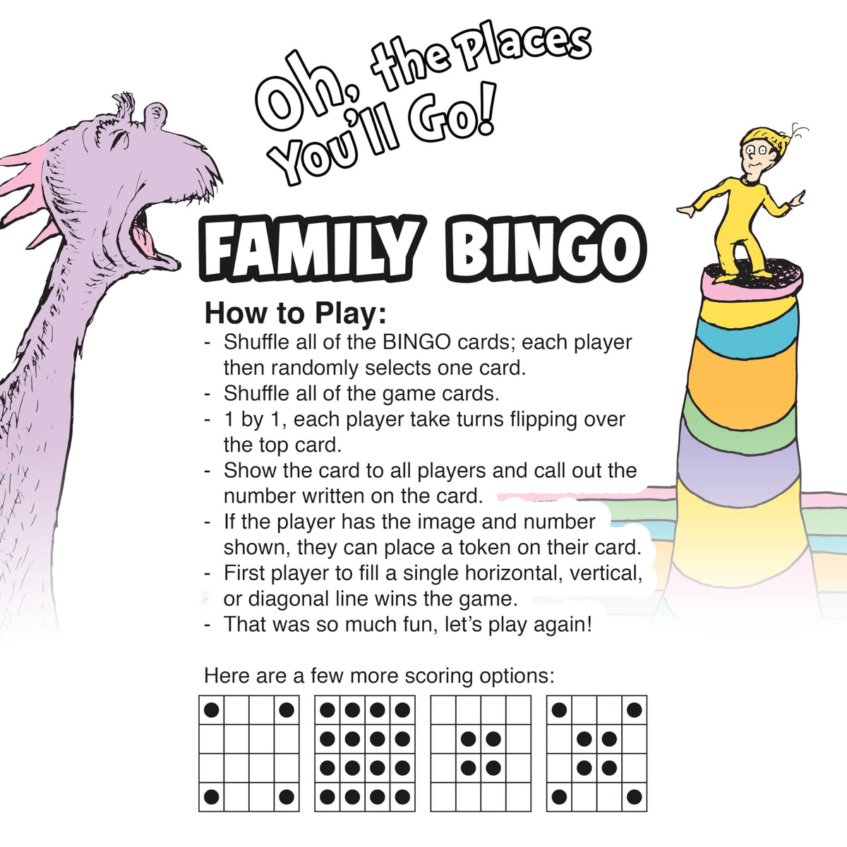Aquarius Oh, The Places You'll Go! Family Bingo Game - Officially Licensed Party Game Ages 8+, 2-4 Players - for Kids, Teens, and Adults