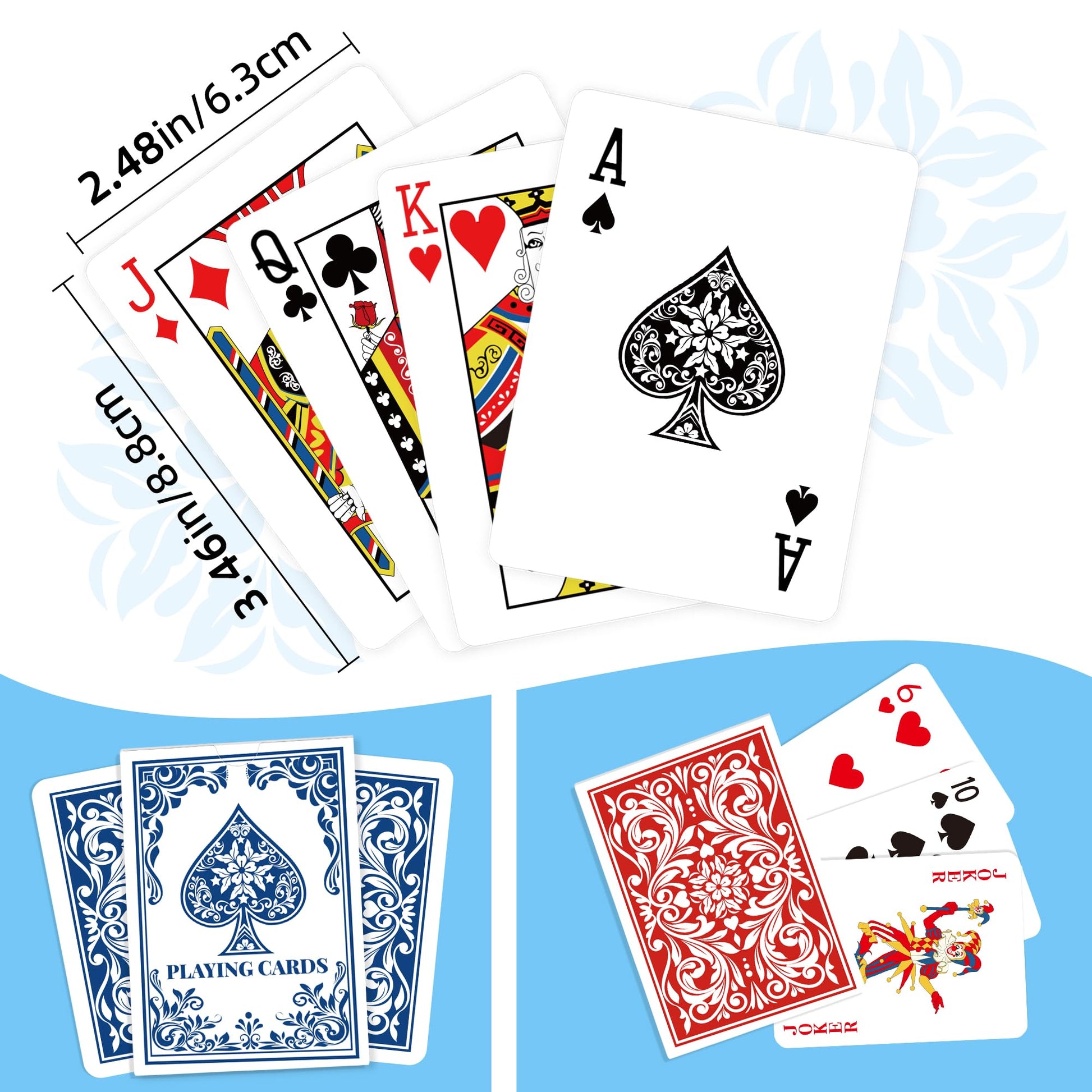 Playing Cards 12 Pack, 12 Decks of Playing Cards, Poker Size Standard Index, Playing Card Bulk for Adult Senior, Poker Cards Set for Card