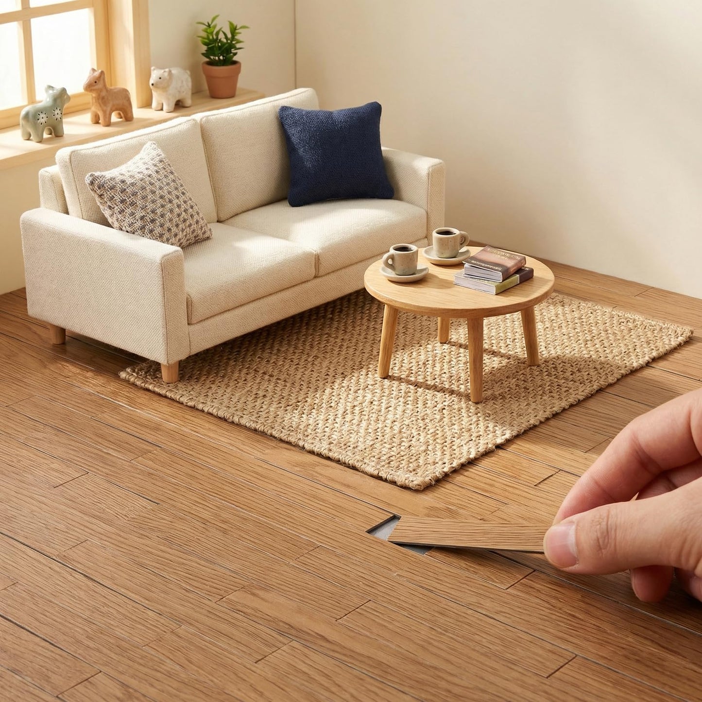 40 Pcs Miniature Dollhouse Flooring 1/12 Scale Self Adhesive Mini Floor Boards, Peel and Stick for Model Decor and DIY Realistic Room Projects
