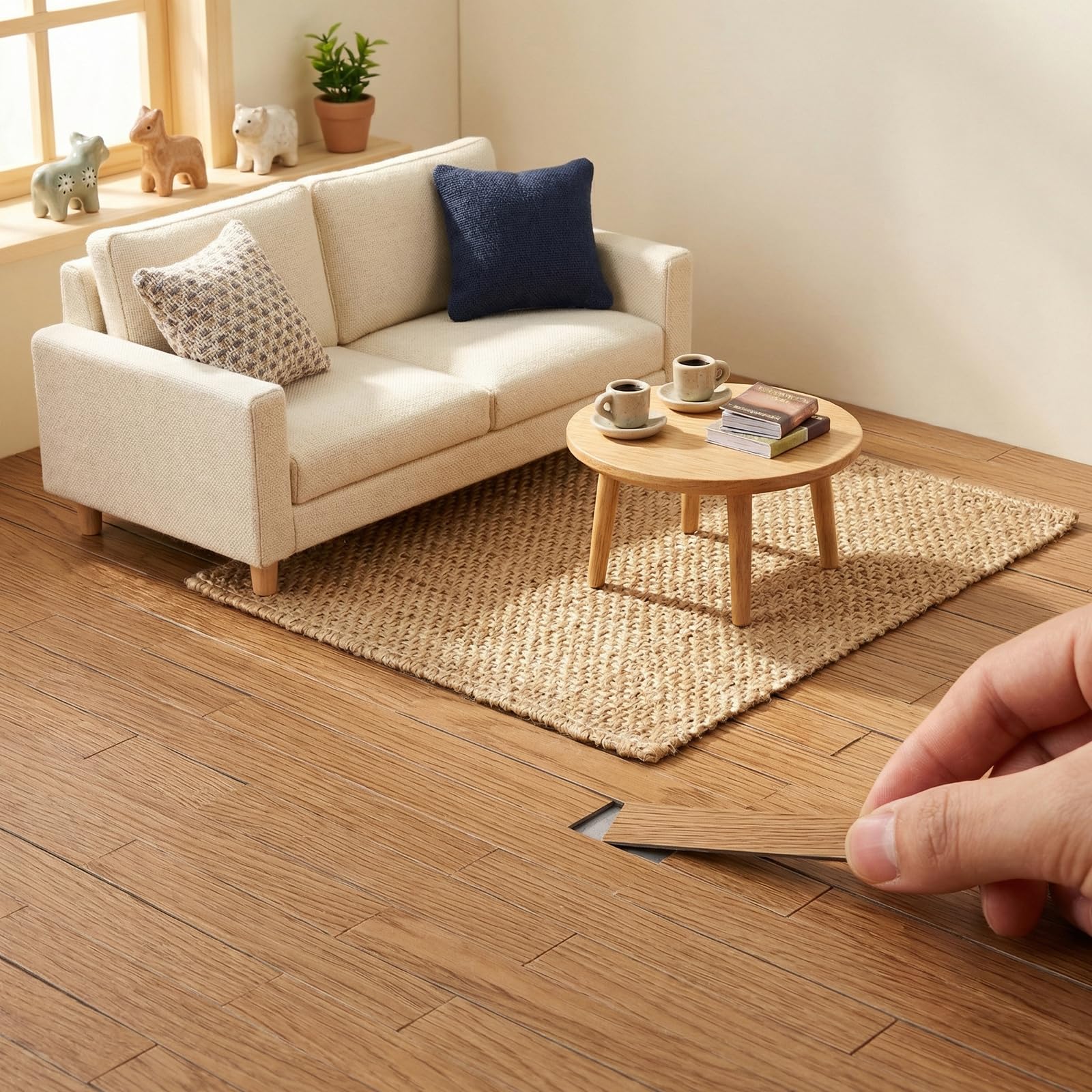 40 Pcs Miniature Dollhouse Flooring 1/12 Scale Self Adhesive Mini Floor Boards, Peel and Stick for Model Decor and DIY Realistic Room Projects