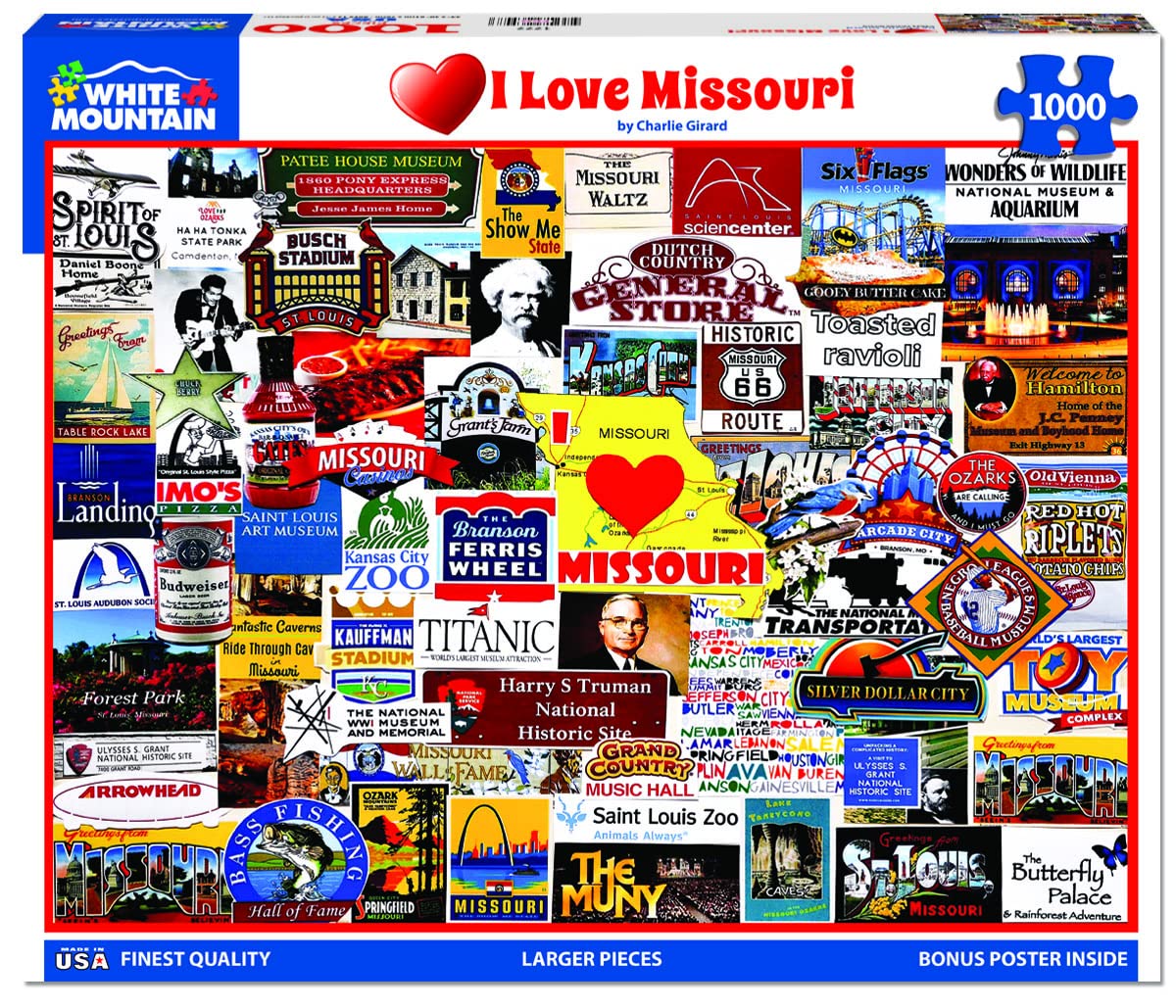 White Mountain 1000 Piece Jigsaw Puzzle Show Me State, I Love Missouri