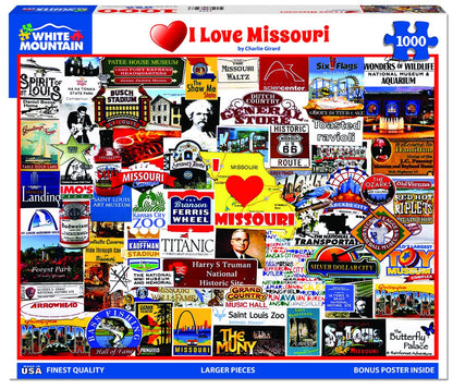 White Mountain 1000 Piece Jigsaw Puzzle Show Me State, I Love Missouri