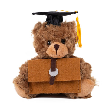 Plushland Graduation Gifts for Kids Class of 2026 Mini Graduation Teddy Bear Orange Gift Cards Holder Stuffed Animal Plush Toys with Graduation Cap