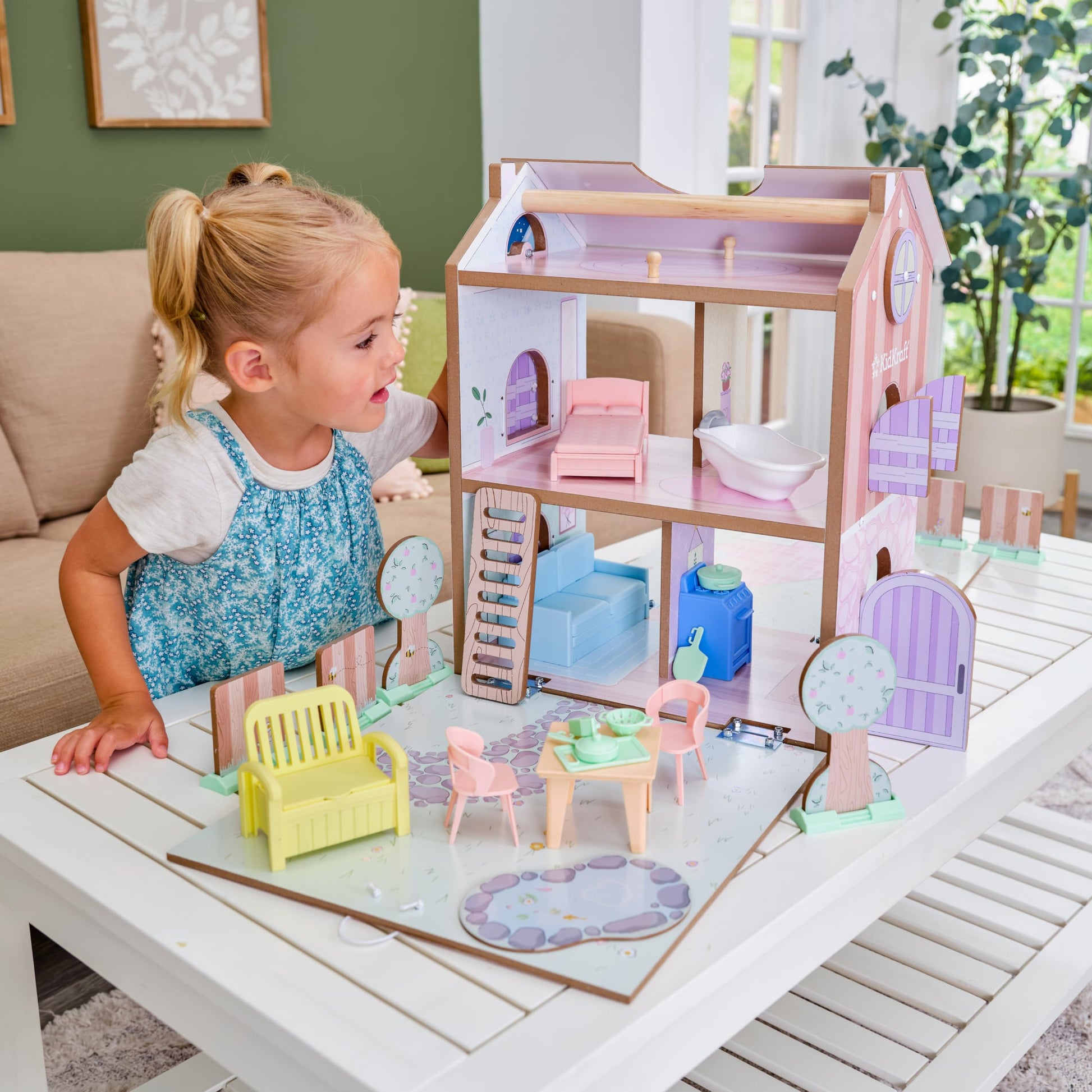 KidKraft Play & Store Cottage Wooden Dollhouse with 36 Accessories