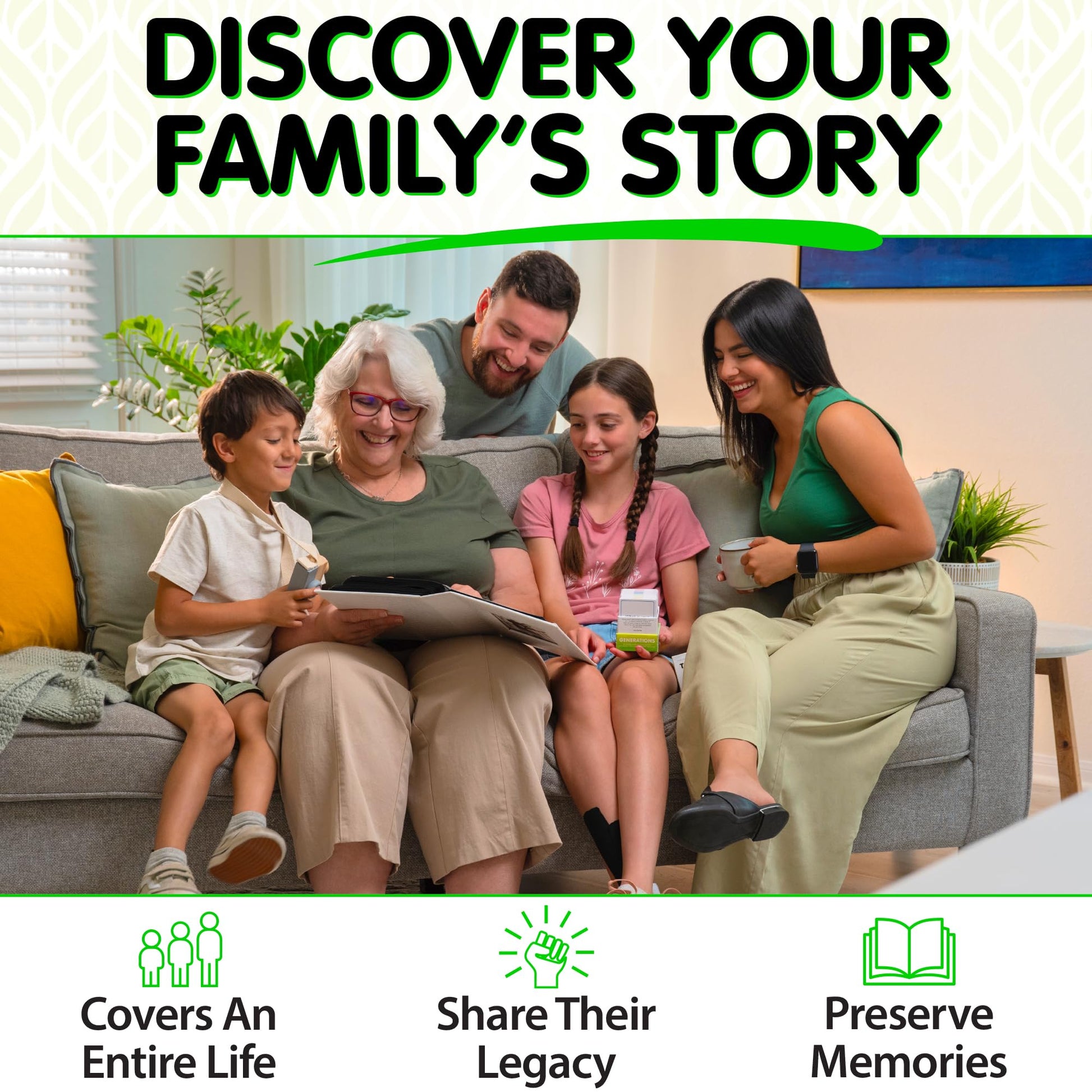 200 Conversation Cards for Grandparents & Family - Questions to Share Life Stories & Preserve Memories - Family Storytelling Card Game - Meaningful