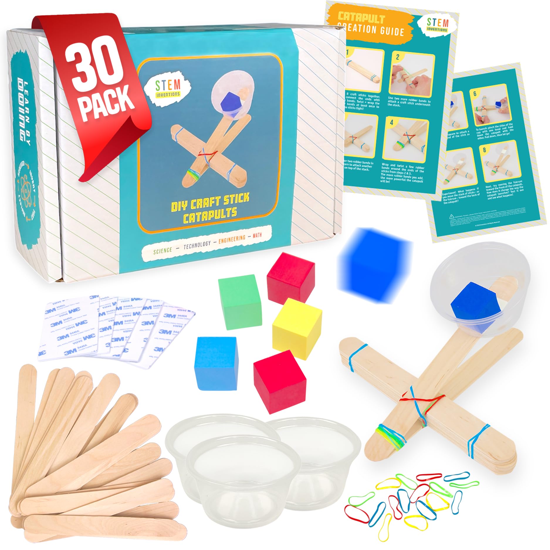 Catapult Kit for Kids, 30-Pack - 30 Mini Catapults for Classrooms, Ages 8+