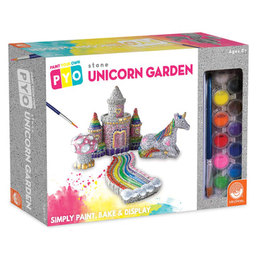 MindWare Paint Your Own Stone Unicorn Garden - Weather-Resistant Garden Rocks Paint Kit for Kids - Includes Paint, Brushes and Instructions - Ages 8