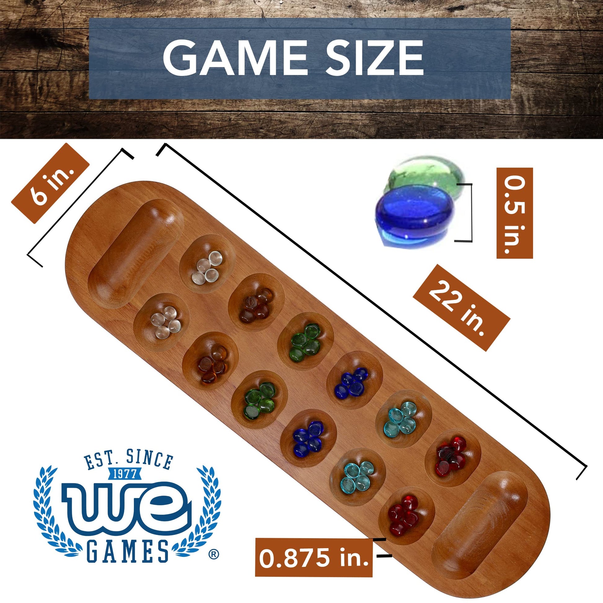 Coffee Table African Stone Game - Solid Wood with Walnut Stain