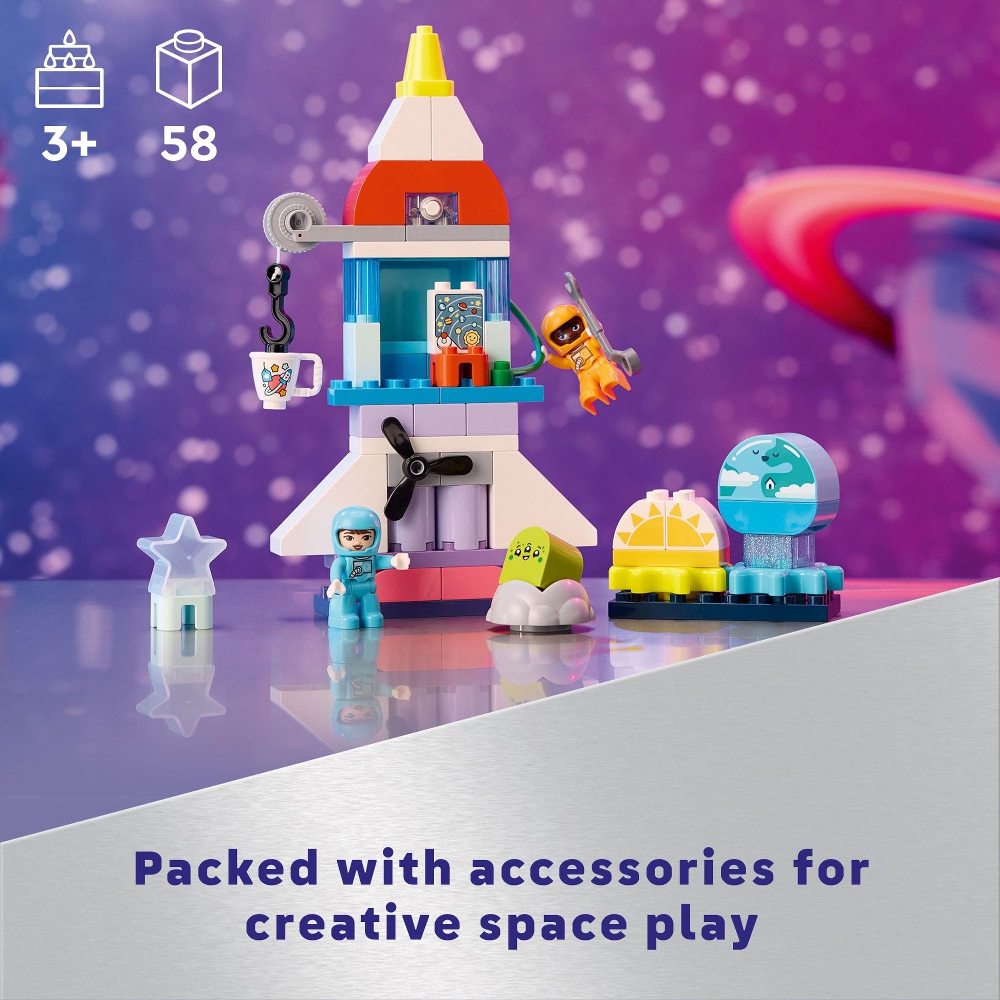 LEGO DUPLO 3 in 1 Space Shuttle Adventure Toddler Building Toys - Space Toys for Boys & Girls, Ages 3+ Years - Gift for Christmas - Learning & Pretend