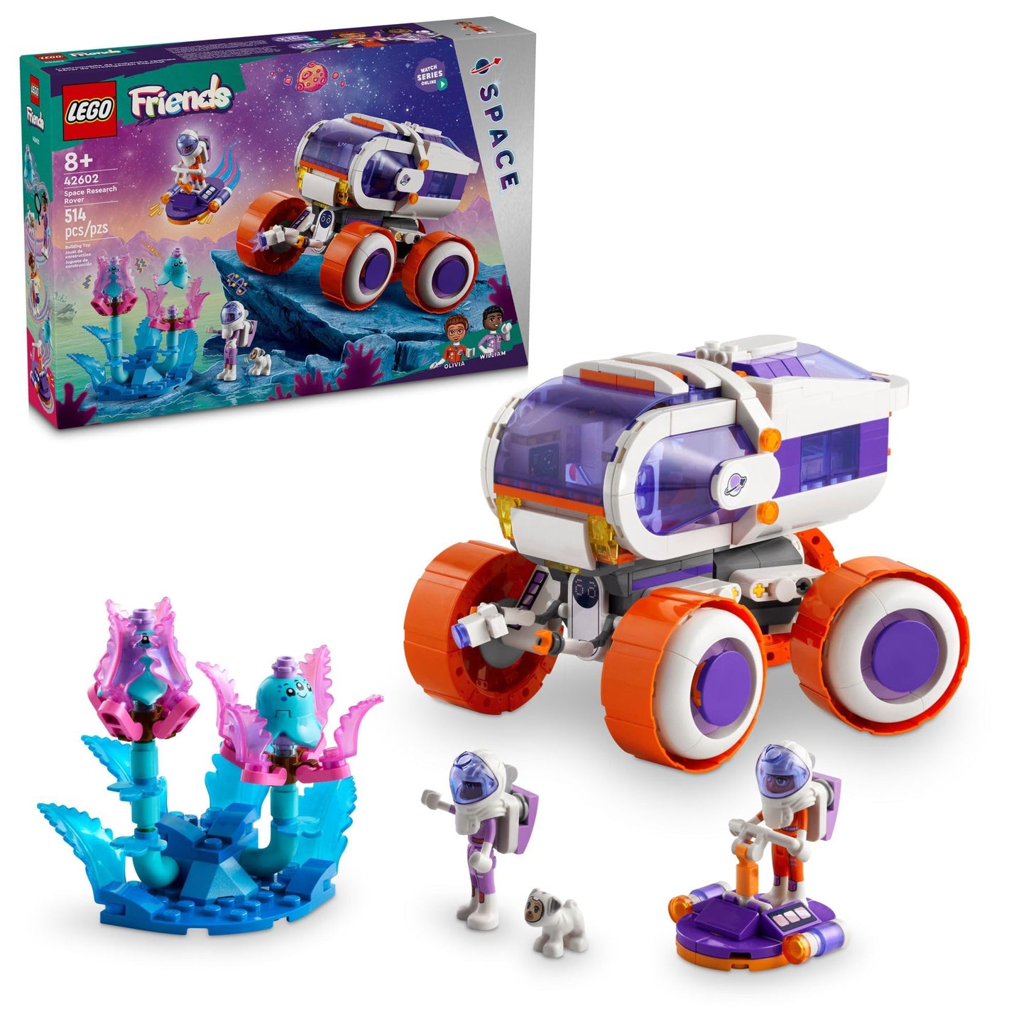 LEGO Friends Space Research Rover Toy and Science Playset, Gift for 8 Year Old Girls and Boys, Building Toy for Space Lovers and Kids with 2