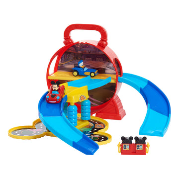 Disney Junior Mickey Mouse Stow ’n Go Garage, Figure and Vehicle Playset, Kids Toys for Ages 3 Up by Just Play