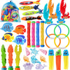 FUNCSDIK 35PCS Diving Pool Toys for Kids, Summer Underwater Diving Toys Set with Dive Sticks Rings Gems Storage Bag, Swimming Pool Toys for Fun Pool