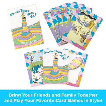 Aquarius Oh The Places You'll Go Playing Cards Standard Size - Dr Seuss Themed Novelty Deck with 52 Unique Designs - Collectible Merchandise Gift