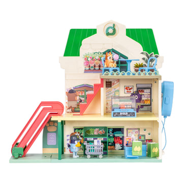 Bluey and Bingo Supermarket Playset, Escalator & Sounds, 15 Pieces