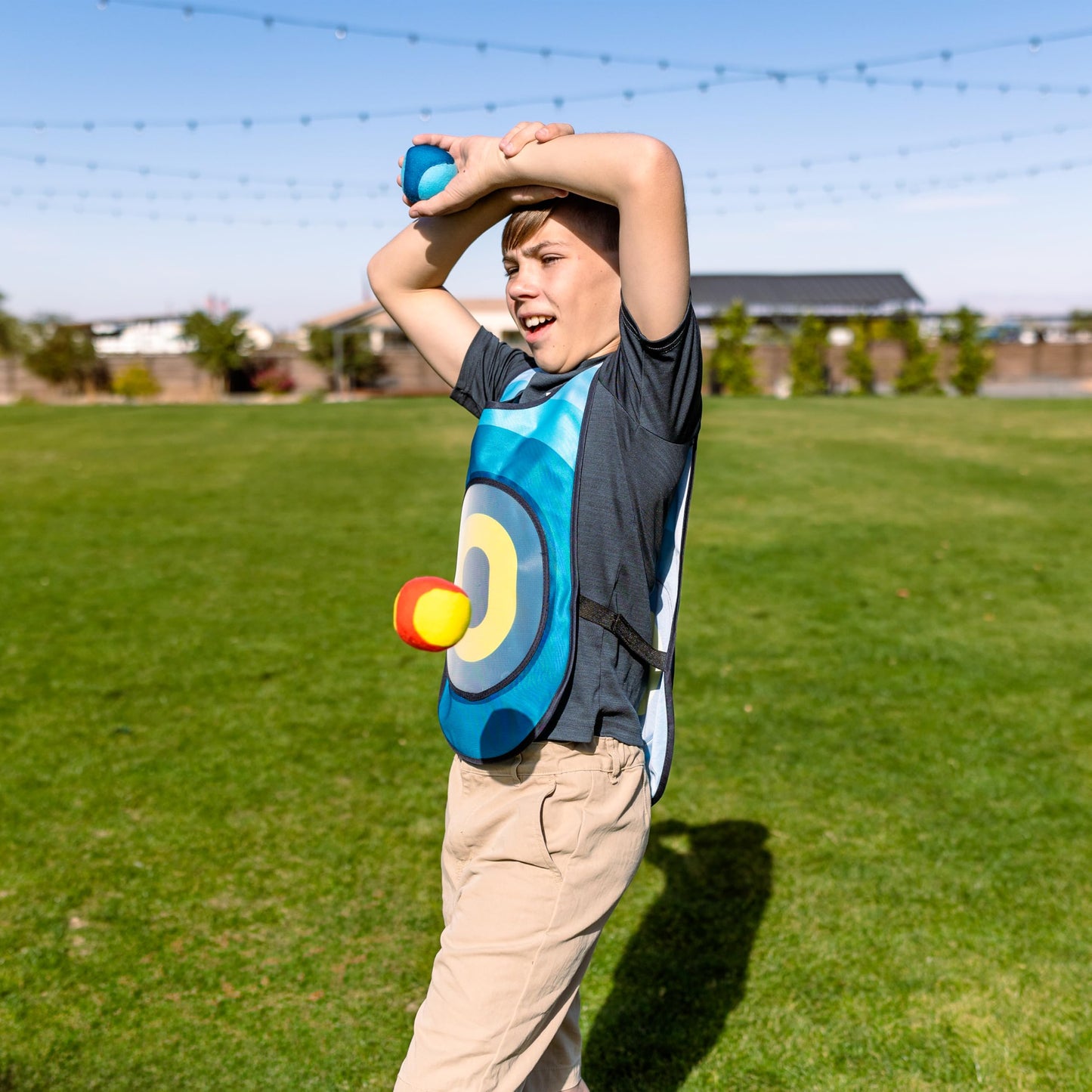 Chuckle & Roar Soft Toss Target Vest & Ball Game for Kids - Velcro Target Bibs with Super Soft Toss Balls - Indoor Outdoor Active Play Game, Family