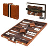Premium Backgammon 18 Inches Large Brown - Backgammon Sets for Adults and Kids - Leatherette Back Gammon Board Game Set - Travel Backgammon Set Board