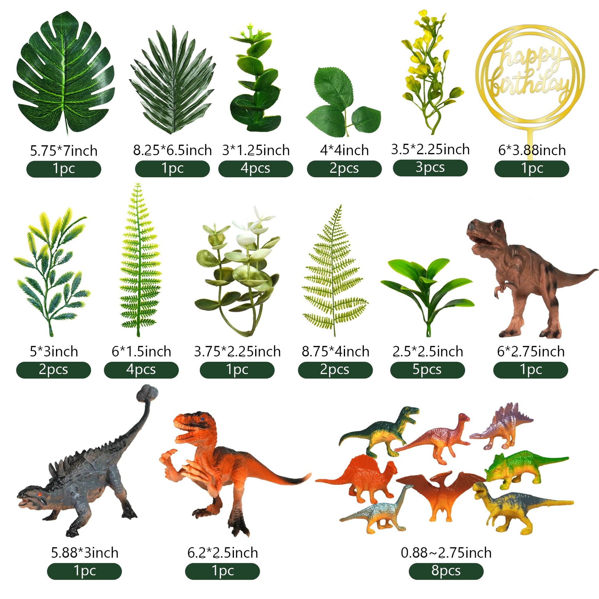Dinosaur Cake Toppers Artificial Plants Grass Cake Decorations for Dinosaur Theme Jungle Birthday Supplies (Style 2)