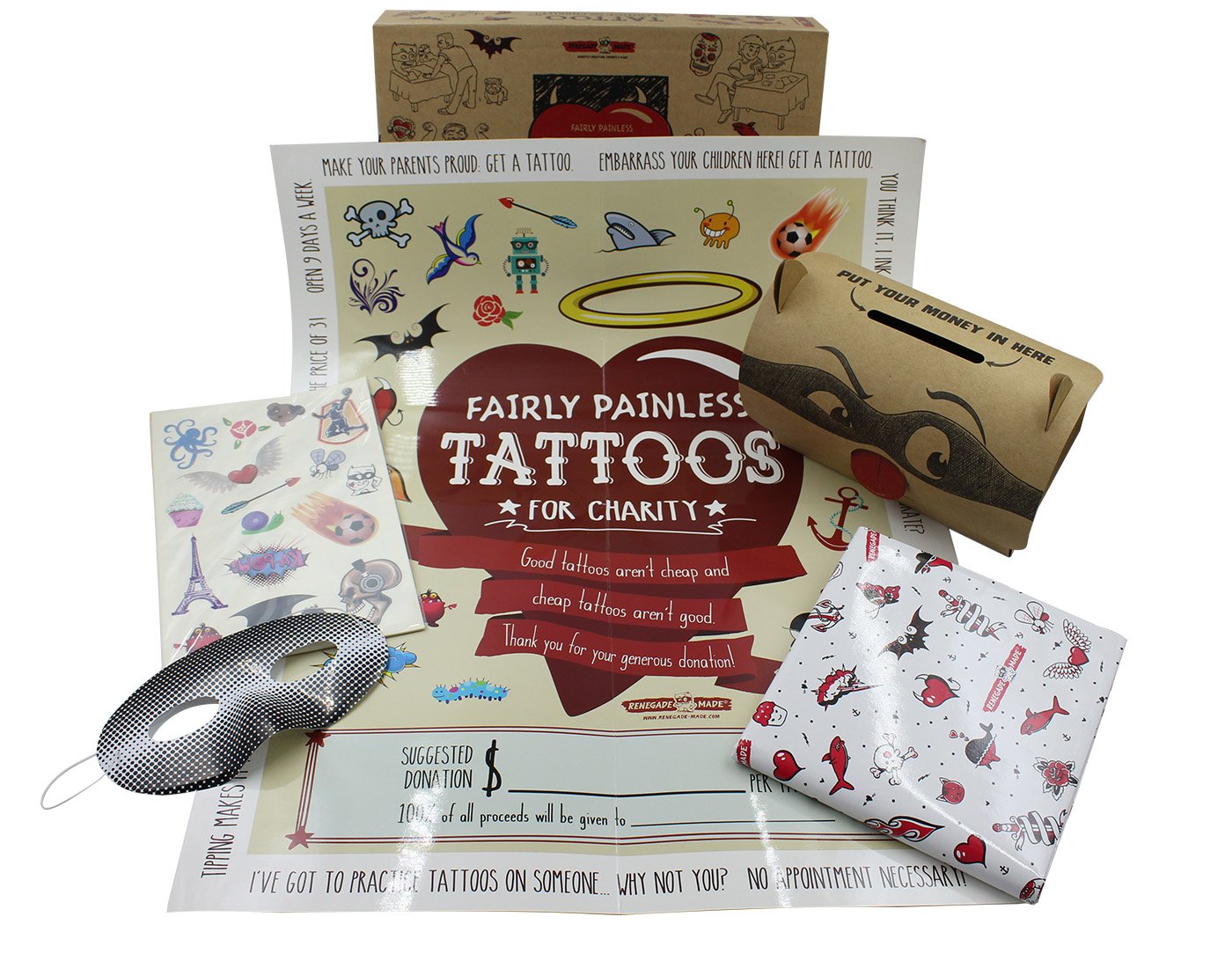 Renegade Made | Tattoo Lounge KIT | Promote Kindness and Raise Money for Your Favorite Cause by Applying Fun, Non-Toxic Temporary Tattoos for Kids