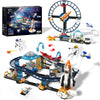 Utbttor 2 in 1 Space Roller Coaster Building Set with Rockets, UFO, Satellites, Space Capsules, Buildable City Park Friends Building Block Toys, STEM