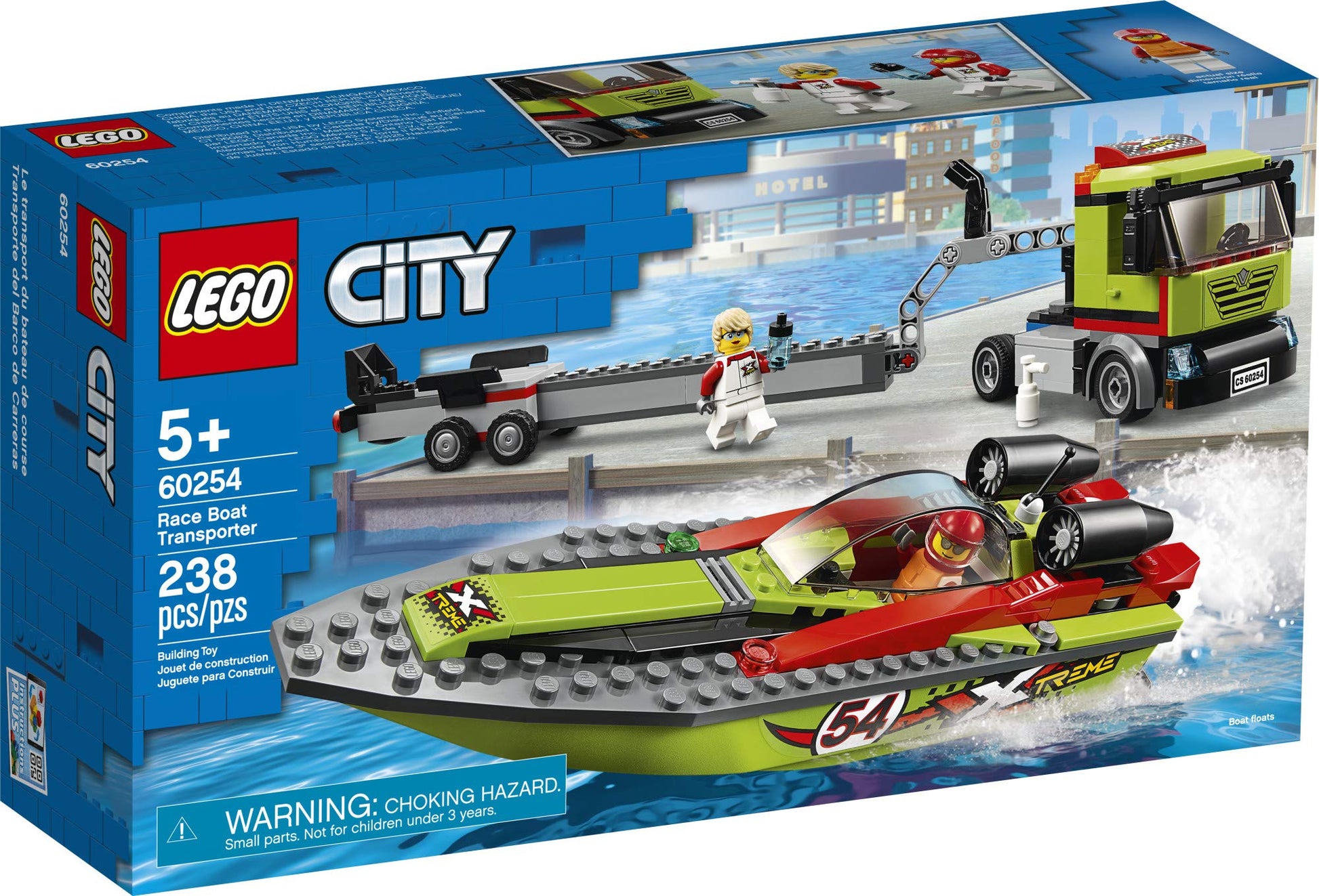 LEGO City Race Boat Transporter 60254 Race Boat Toy, Fun Building Set for Kids (238 Pieces)