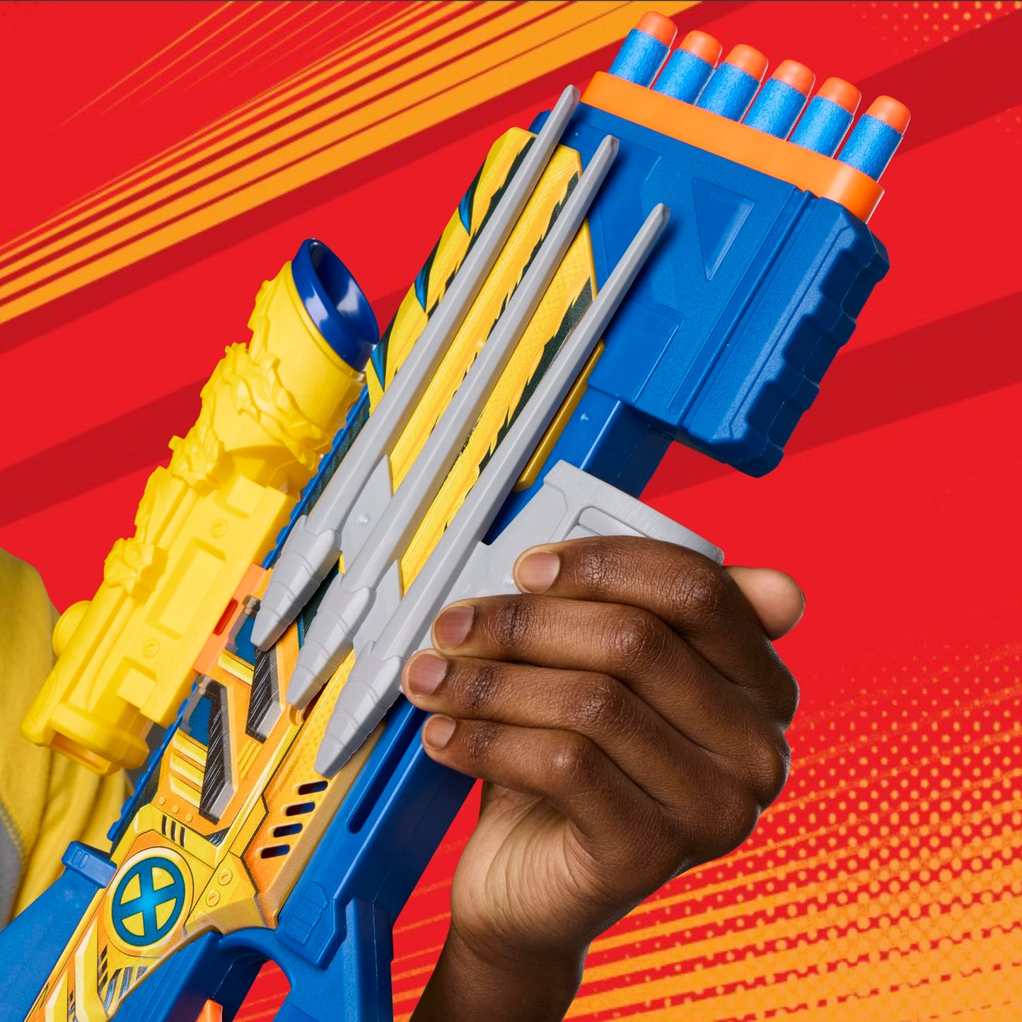 Nerf Marvel Wolverine Blaster, Scope, 6-Dart Storage Stock, Pump Action, 12 Nerf Elite Darts, Gifts for Kids Ages 8+
