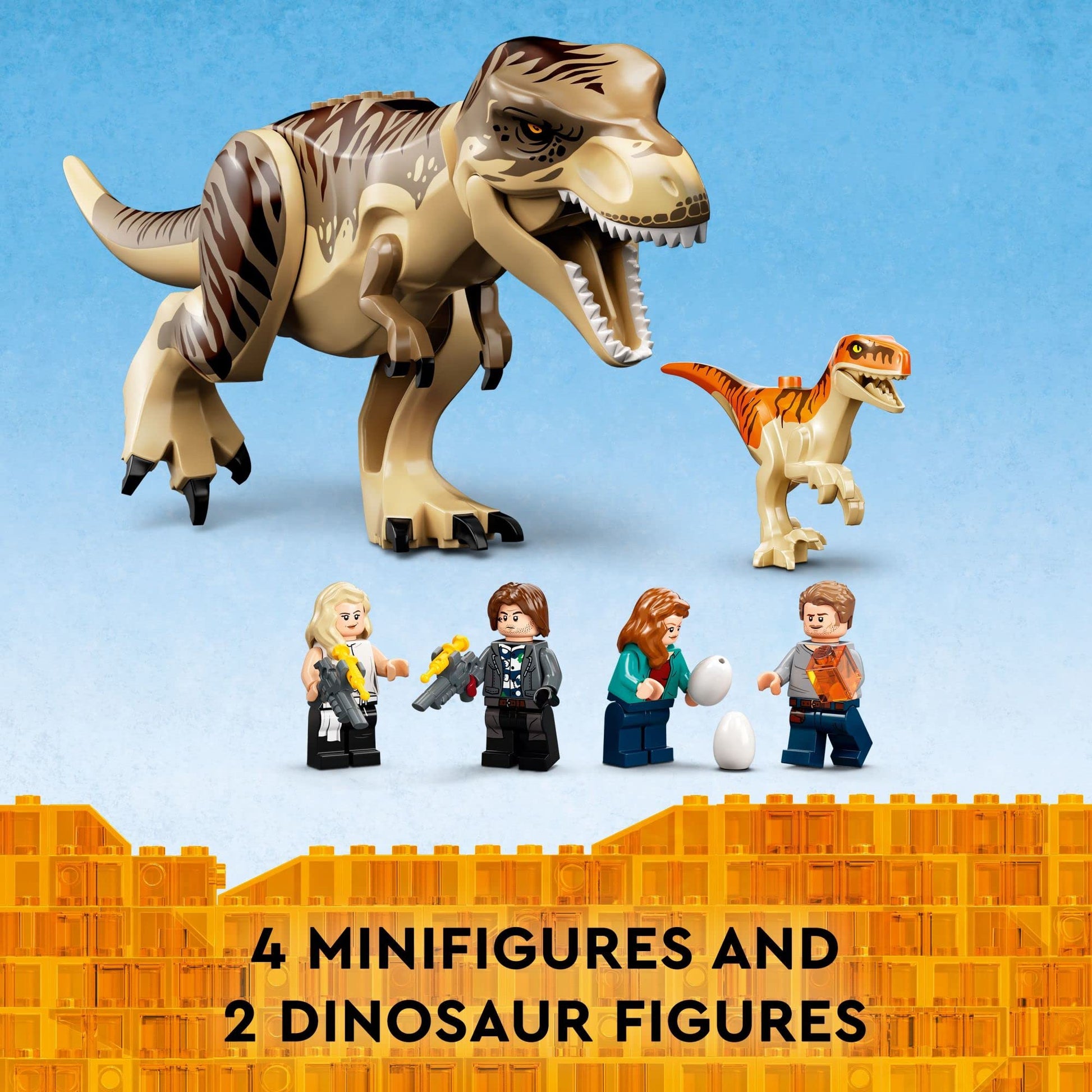 LEGO Jurassic World T. rex & Atrociraptor Dinosaur Breakout 76948 Dino Toy Set, Gift Toys for Kids Age 8 Plus with 4 Minifigures, Market and Truck,