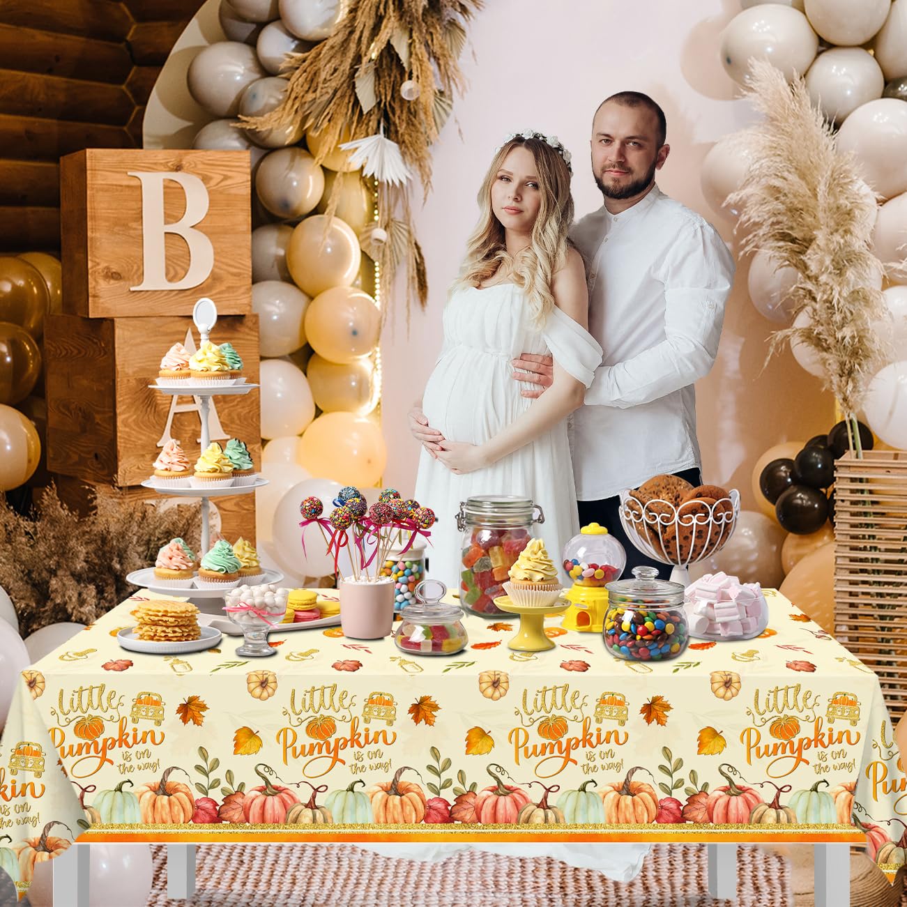Little Pumpkin Baby Shower Decorations 3Pcs Little Pumpkin is On The Way Tablecloths Fall Theme Disposable Plastic Rectangle Table Covers for Autumn