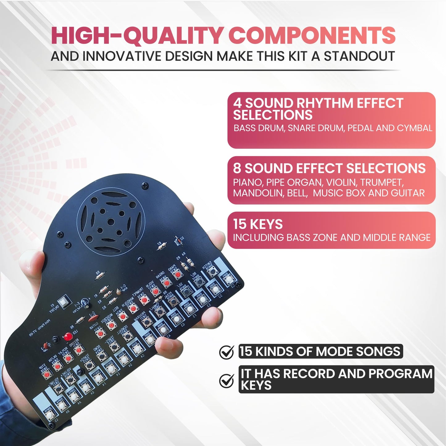 VOGURTIME DIY Piano Soldering Project Kit Electronics Solder Practice Kit, Great STEM Project and Gift, Multi-Function