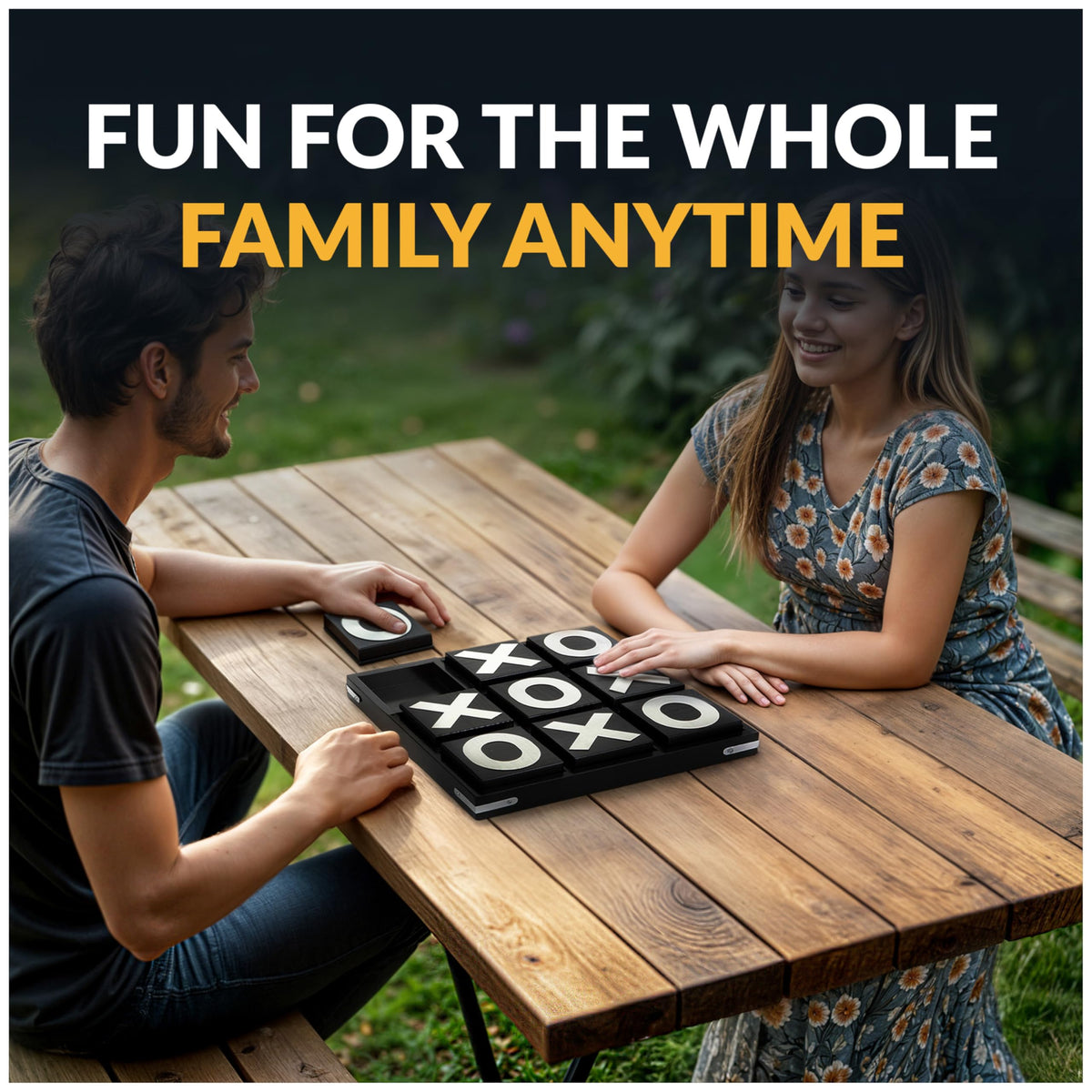 Hathaway Vintage Wooden Tic Tac Toe Set with Board, 9 Pieces