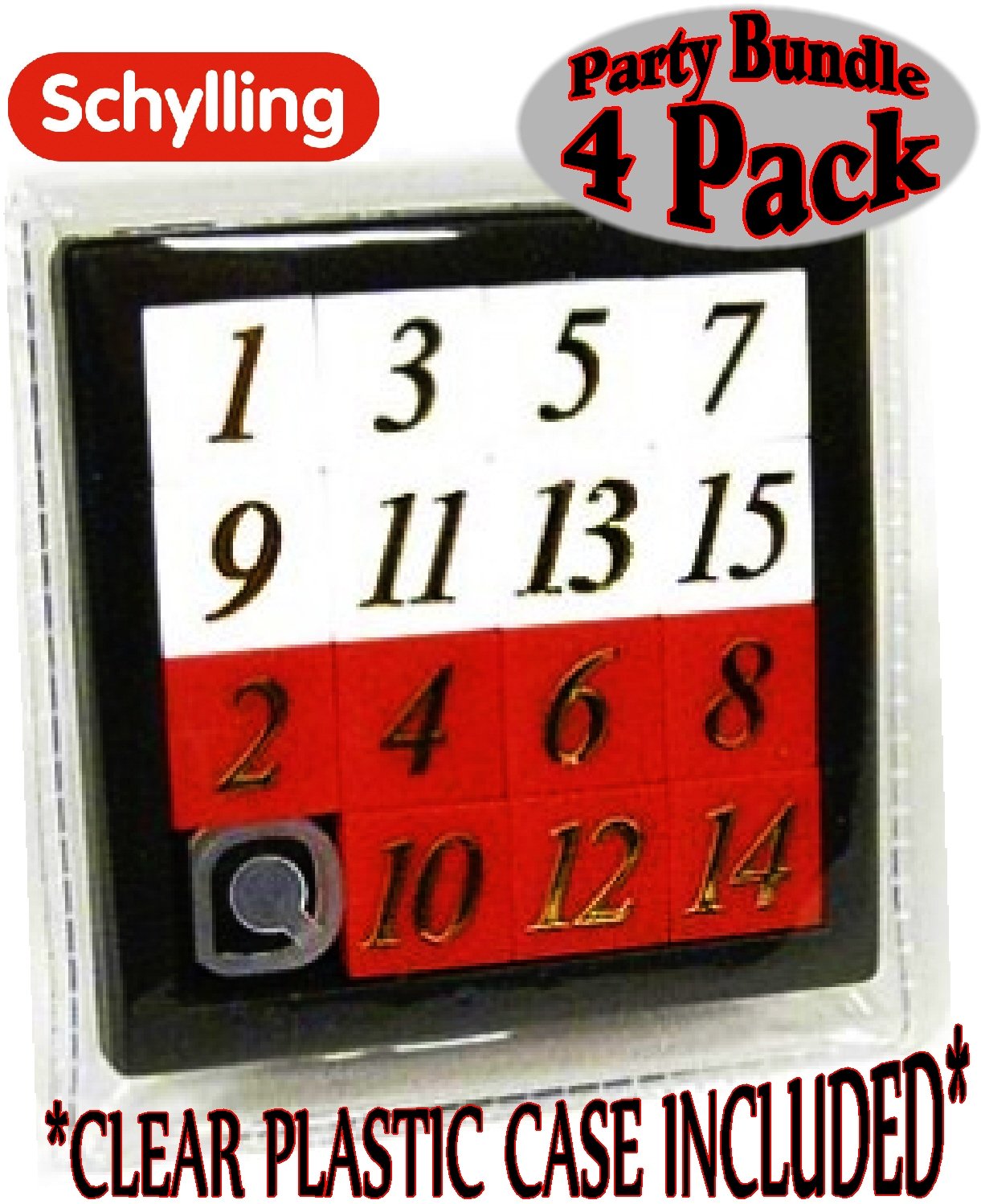 Schylling The 15 Puzzle - Number Slide Brain Teaser (4-Pack)