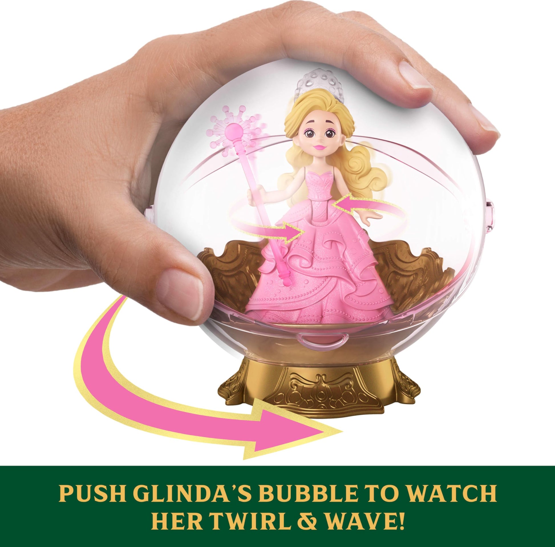 Mattel Universal Pictures’ Wicked Glinda’s Floating Bubble Toyset with Vehicle & Glinda Small Doll in Signature Look, Inspired by The Movie