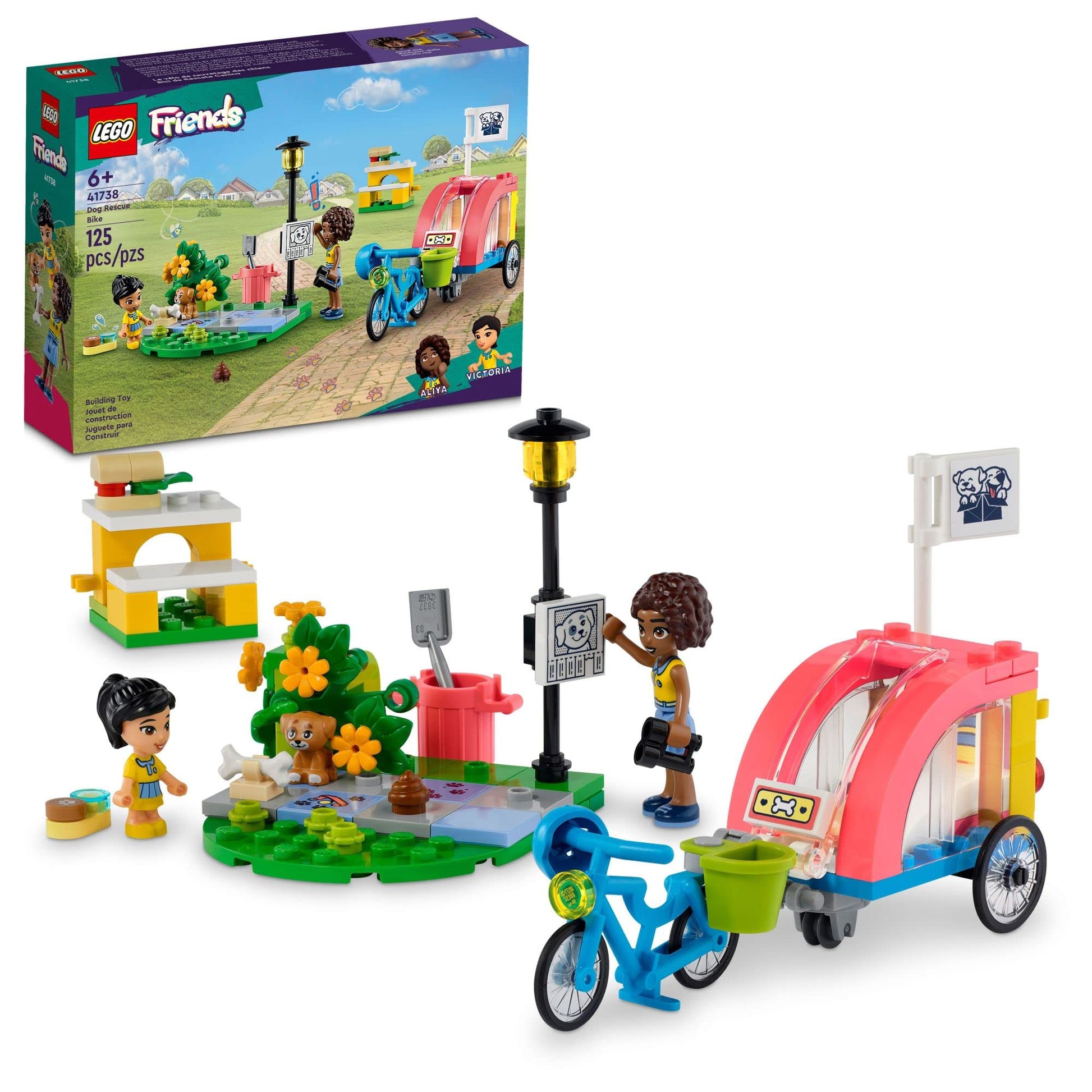 LEGO Friends Dog Rescue Bike Building Set, Pretend Play Animal Toy Playset for Pet-Loving Kids, Girls and Boys Ages 6 and Up with Puppy Toy Pet Figure