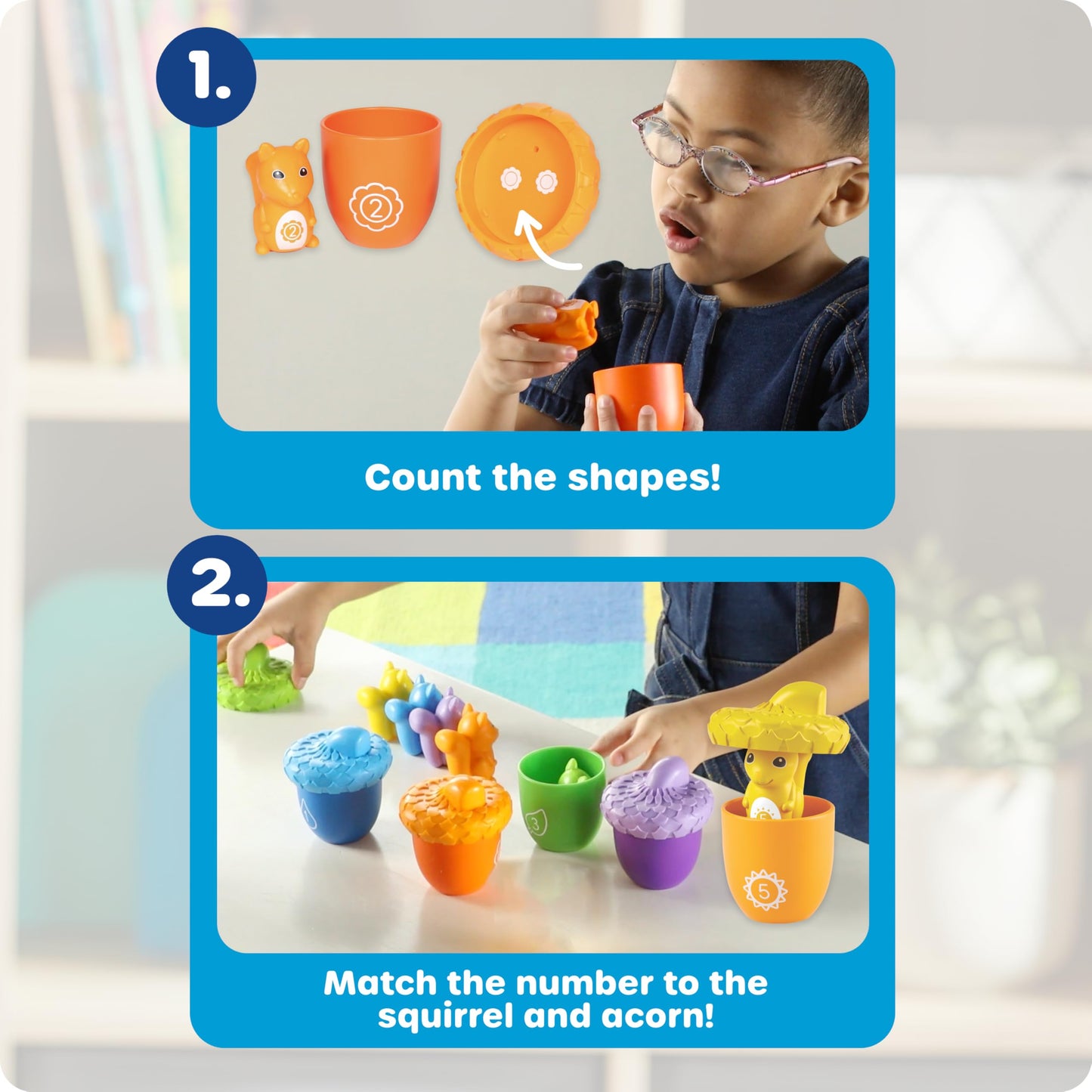 Learning Resources Snap-n-Learn Surprise Squirrels - Toddler Montessori Toys, Preschool Activities, Counting and Fine Motor Skills, Sorting