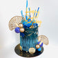 Boho Cake Topper Gold Blue Balls Cake Decorations Palm Leaves Boho Grass for Wedding Birthday (03)