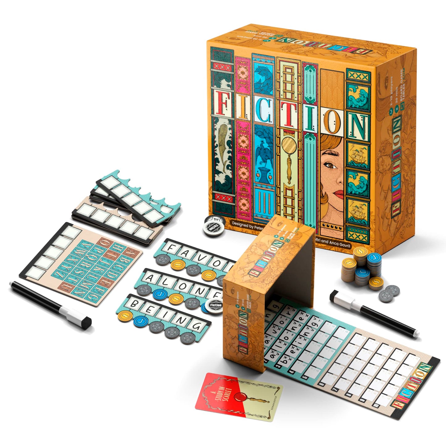 ALLPLAY Fiction - A Wordle-Inspired Board Game for Adults and Familes with Deception - Approachable and Fun Strategic Party Game in Small, Travel-Size